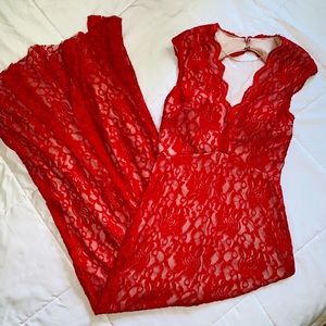 Red Lace Prom Dress